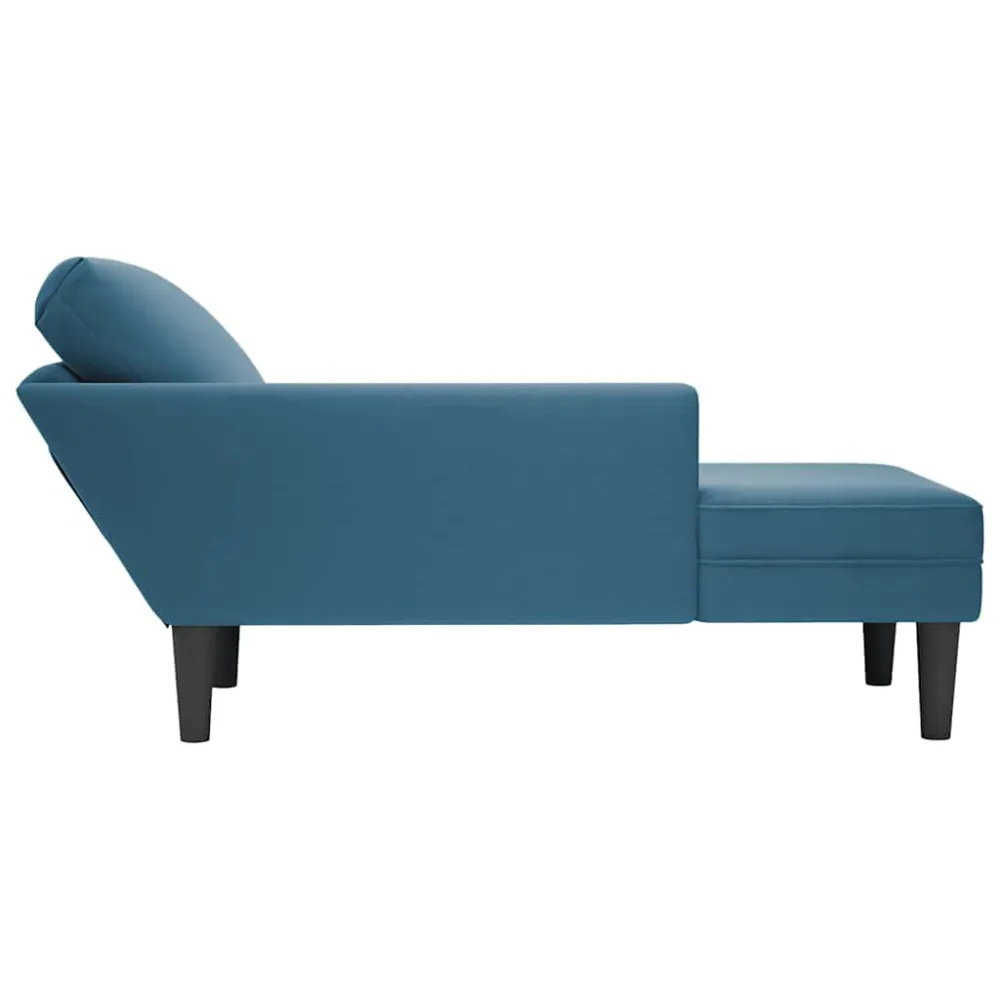 Sedia con Braccioli Sdraio con Cuscino e Bracciolo Destro Velluto Blu