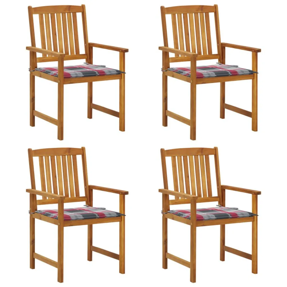Sedia con Braccioli Sedie da Giardino con Cuscini 4 pz Massello di Acacia