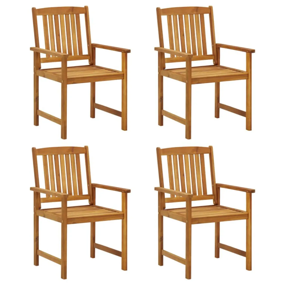 Sedia con Braccioli Sedie da Giardino con Cuscini 4 pz Massello di Acacia