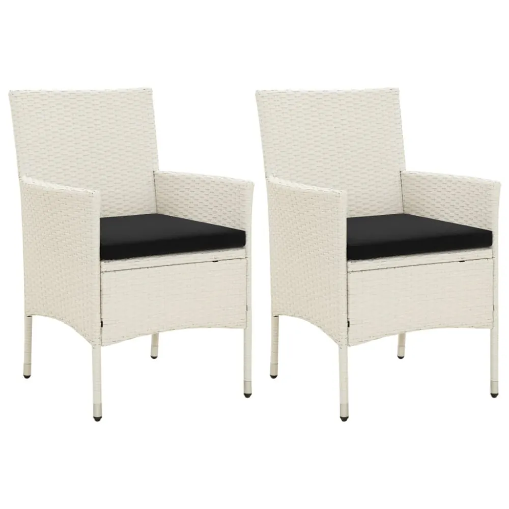 Sedia con Braccioli Sedie da Giardino con Cuscini 2 pz Polyrattan Bianche