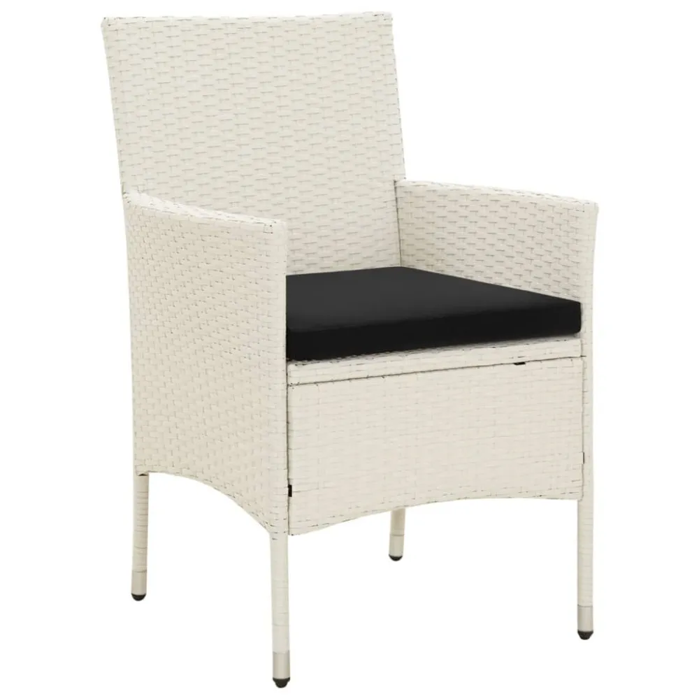 Sedia con Braccioli Sedie da Giardino con Cuscini 2 pz Polyrattan Bianche