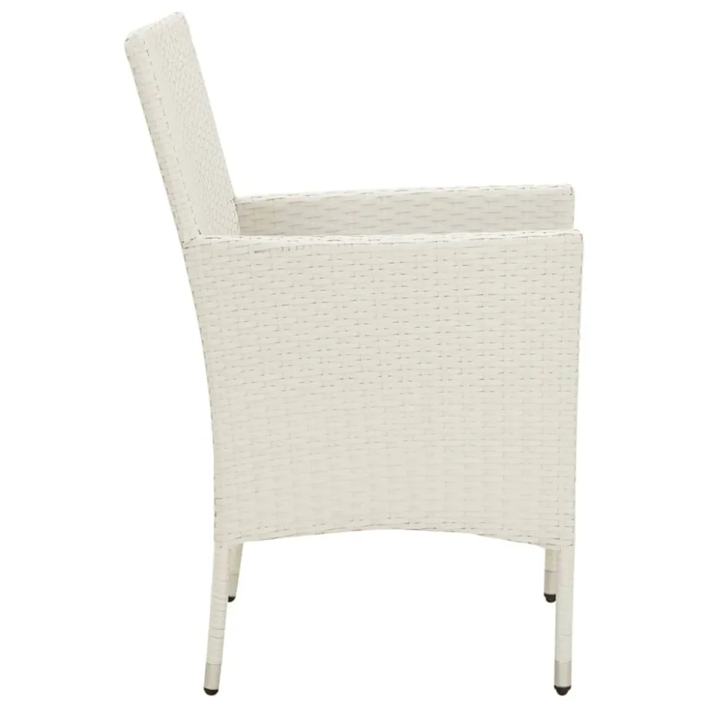 Sedia con Braccioli Sedie da Giardino con Cuscini 2 pz Polyrattan Bianche