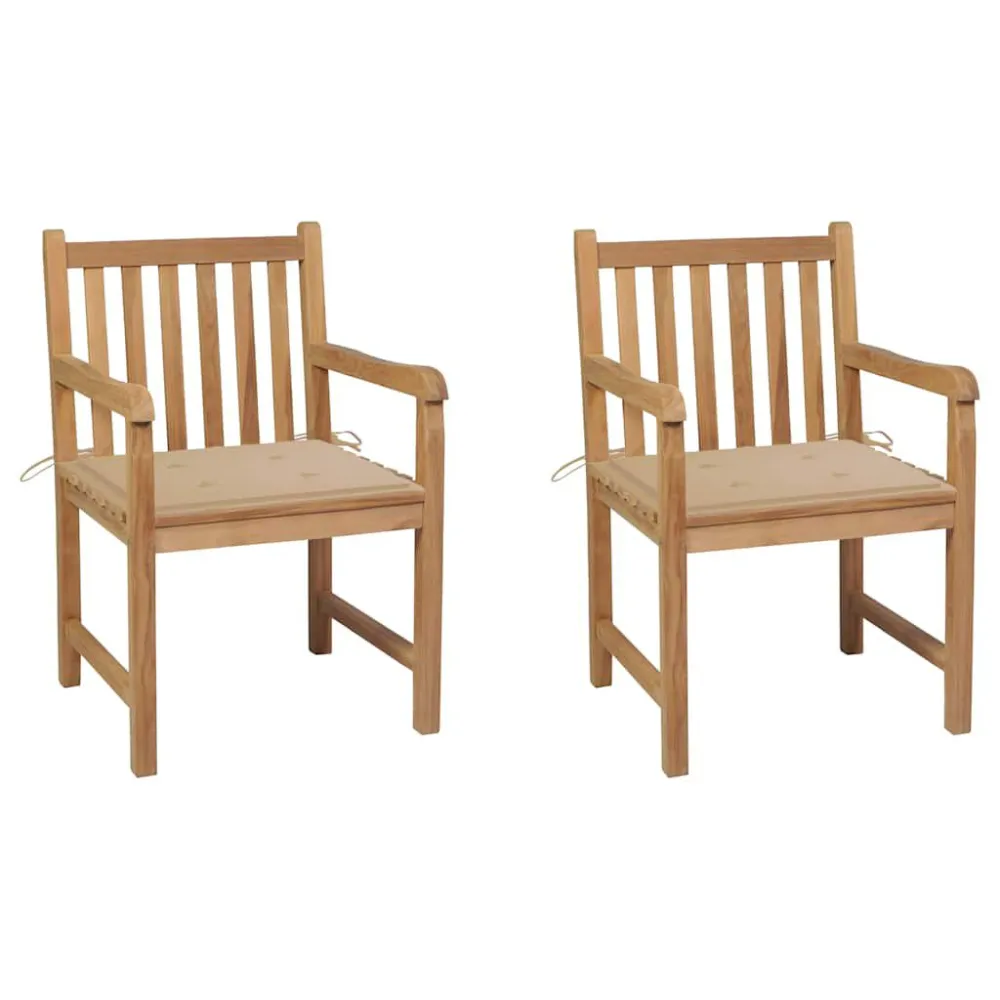 Sedia con Braccioli Sedie da Giardino 2 pz con Cuscini Nocciola Massello di Teak