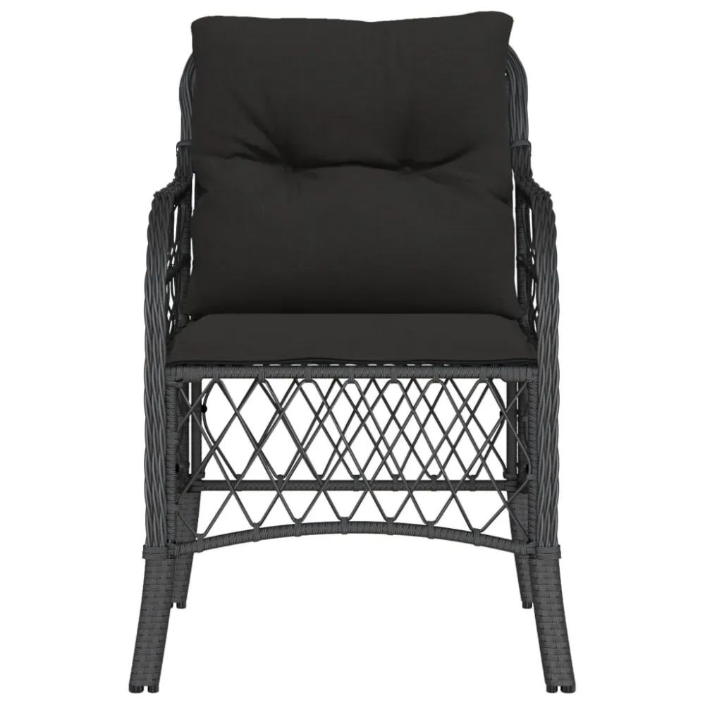 Sedia con Braccioli Sedie da Giardino con Cuscini 2 pz Nere Polyrattan