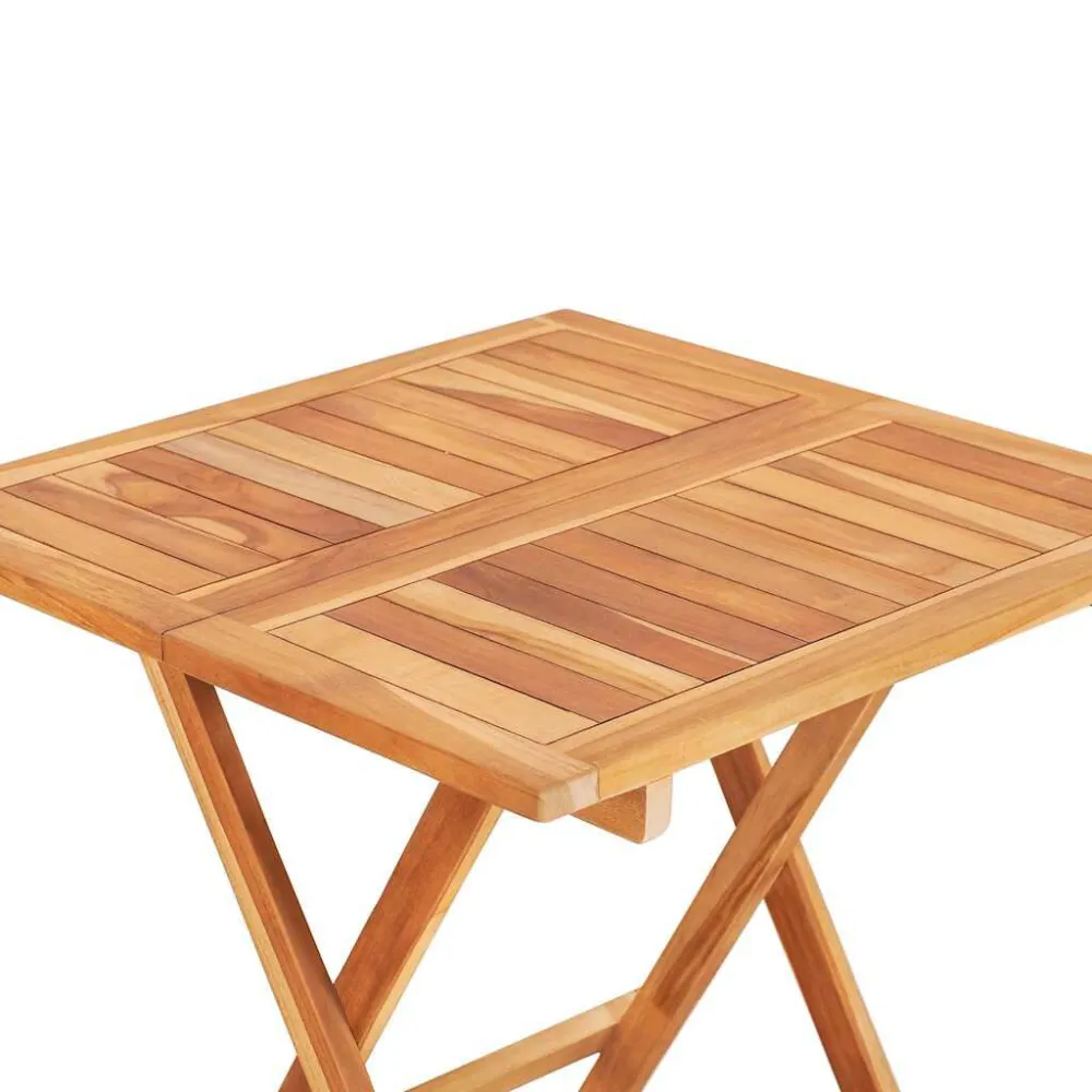 Sedia con Braccioli Set da Bistrot 3 pz con Cuscini Rossi Legno Massello di Teak