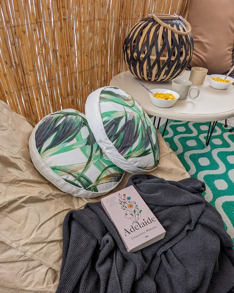 Sedia con Braccioli Set di 2 cuscini da esterno tessuto bianco e verde ⌀ 40 cm CALDERINA