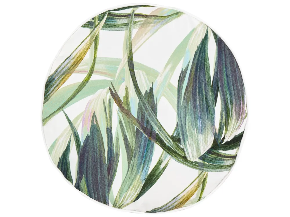 Sedia con Braccioli Set di 2 cuscini da esterno tessuto bianco e verde ⌀ 40 cm CALDERINA