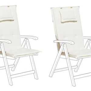 Sedia con Braccioli Set di 2 cuscini tessuto bianco crema per la sedia da giardino TOSCANA/JAVA