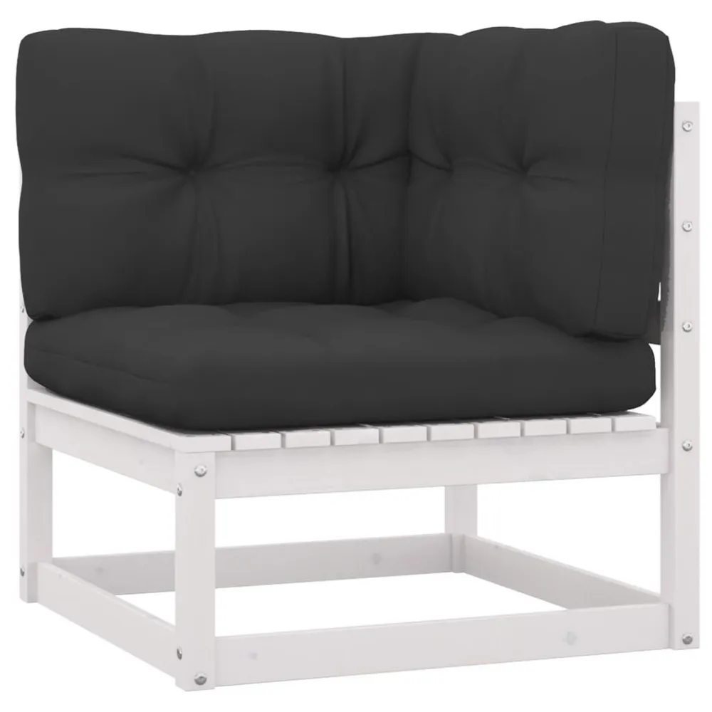Sedia con Braccioli Set Divani da Giardino 11pz con Cuscini Massello di Pino Bianco