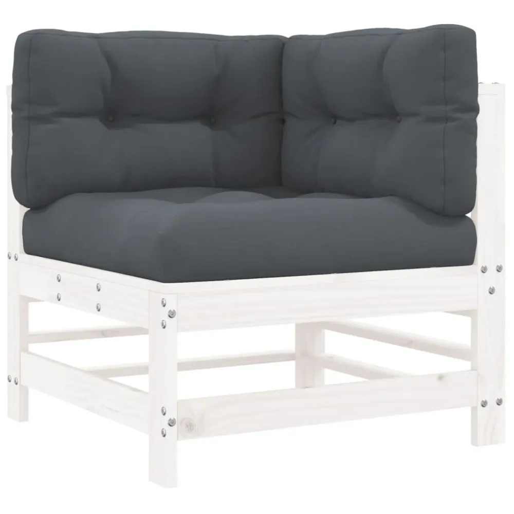 Sedia con Braccioli Set Divani da Giardino 8pz con Cuscini Legno Massello Bianco
