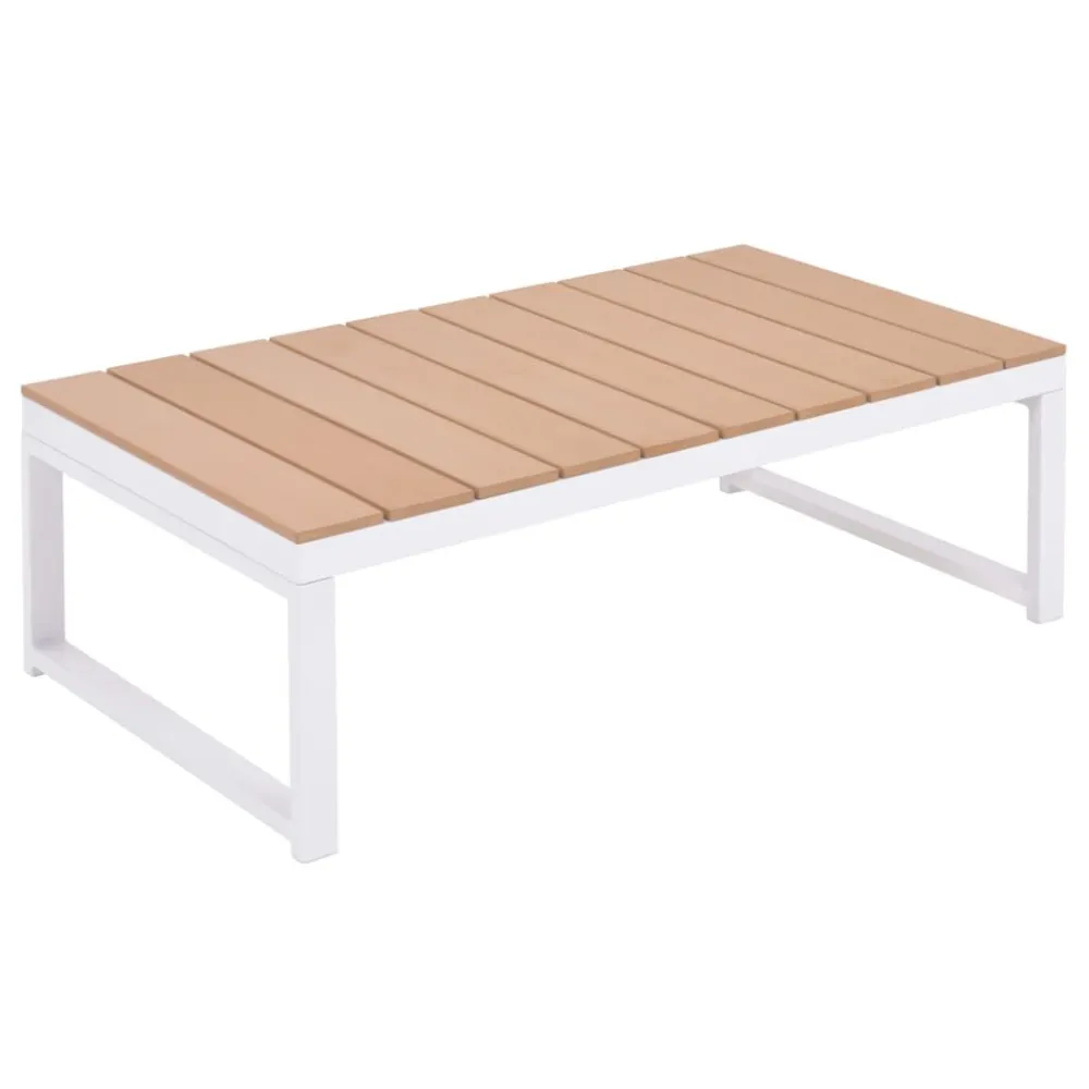 Sedia con Braccioli Set Divani da Giardino 5 pz con Cuscini Alluminio e WPC