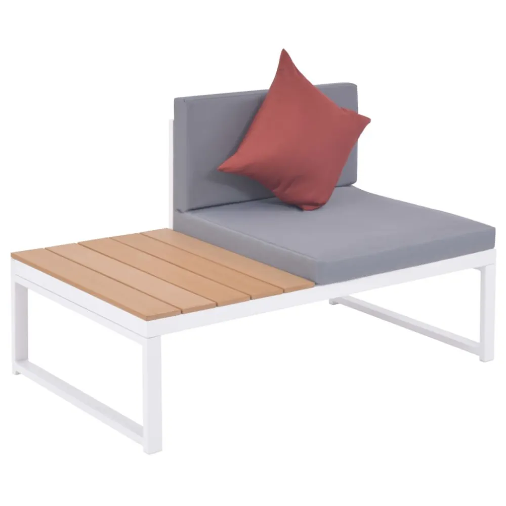 Sedia con Braccioli Set Divani da Giardino 5 pz con Cuscini Alluminio e WPC