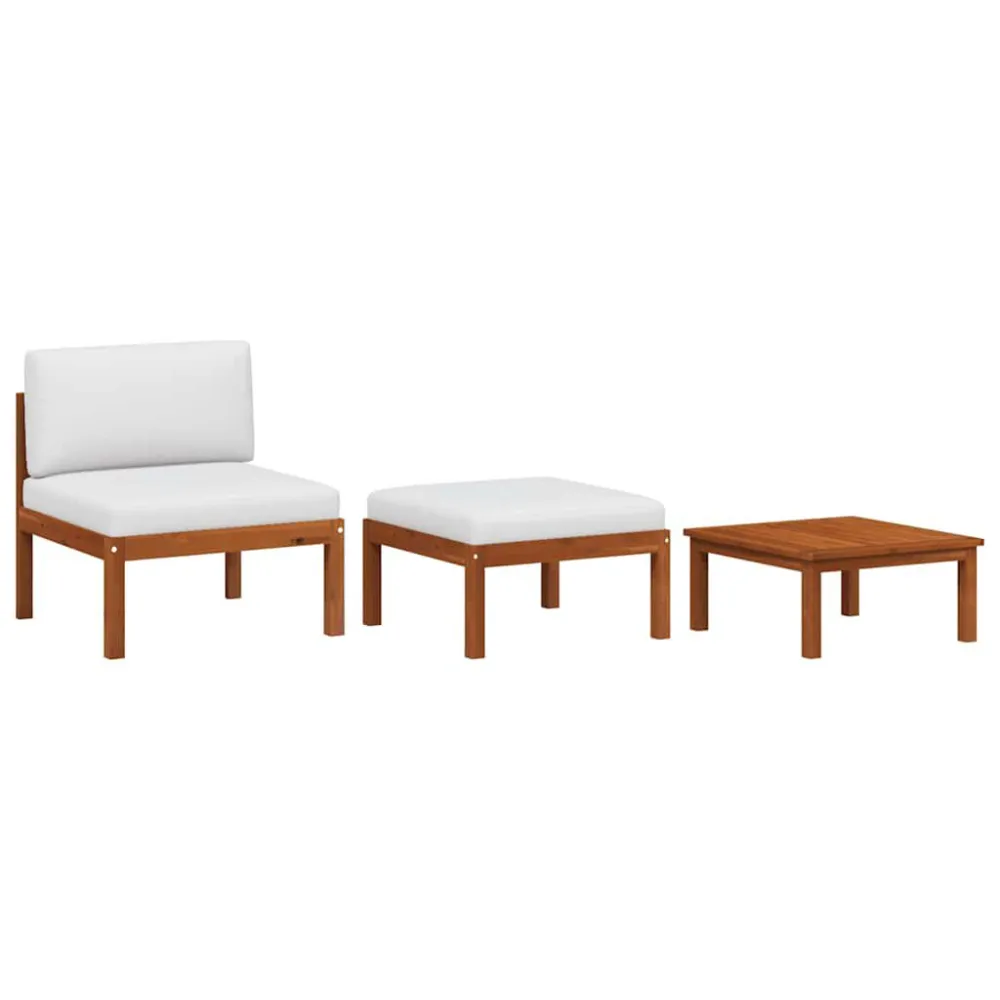 Sedia con Braccioli Set Divani da Giardino 3 pz con Cuscini Massello d'Acacia