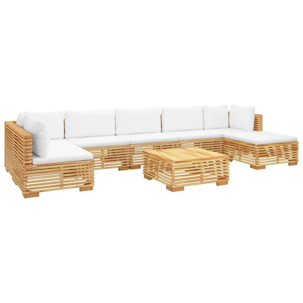 Sedia con Braccioli Set Divani da Giardino 8 pz con Cuscini Legno Massello di Teak