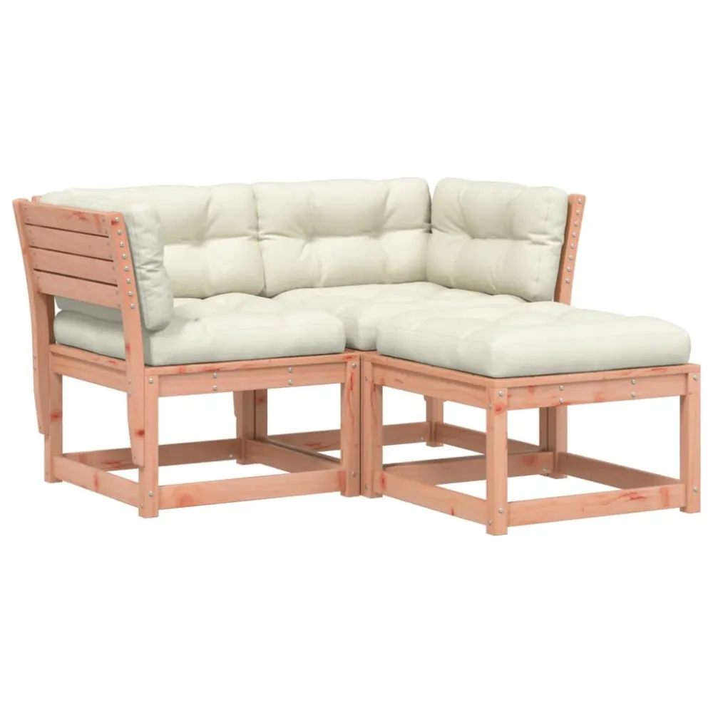 Sedia con Braccioli Set Divani Giardino 3 pz con Cuscini Legno Massello di Douglas
