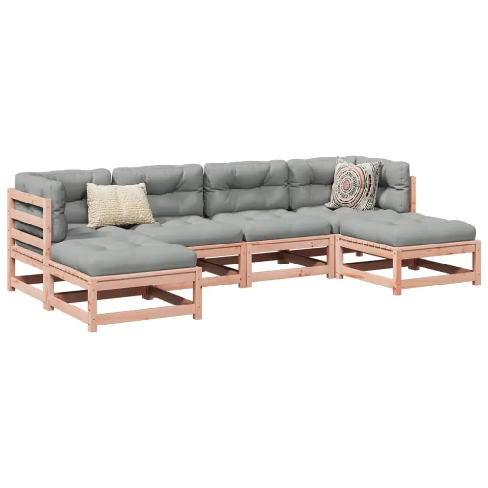 Sedia con Braccioli Set Divani Giardino 6 pz Cuscini Legno Massello Abete Douglas