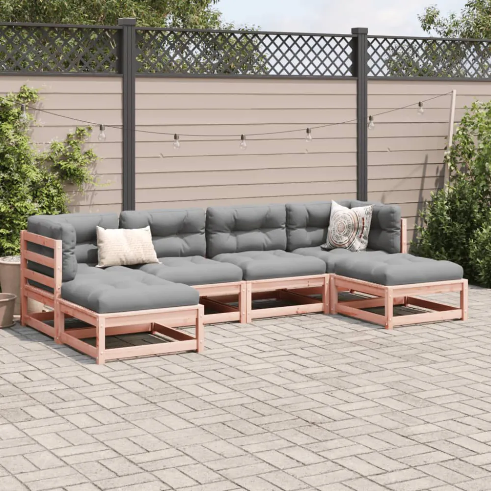 Sedia con Braccioli Set Divani Giardino 6 pz Cuscini Legno Massello Abete Douglas
