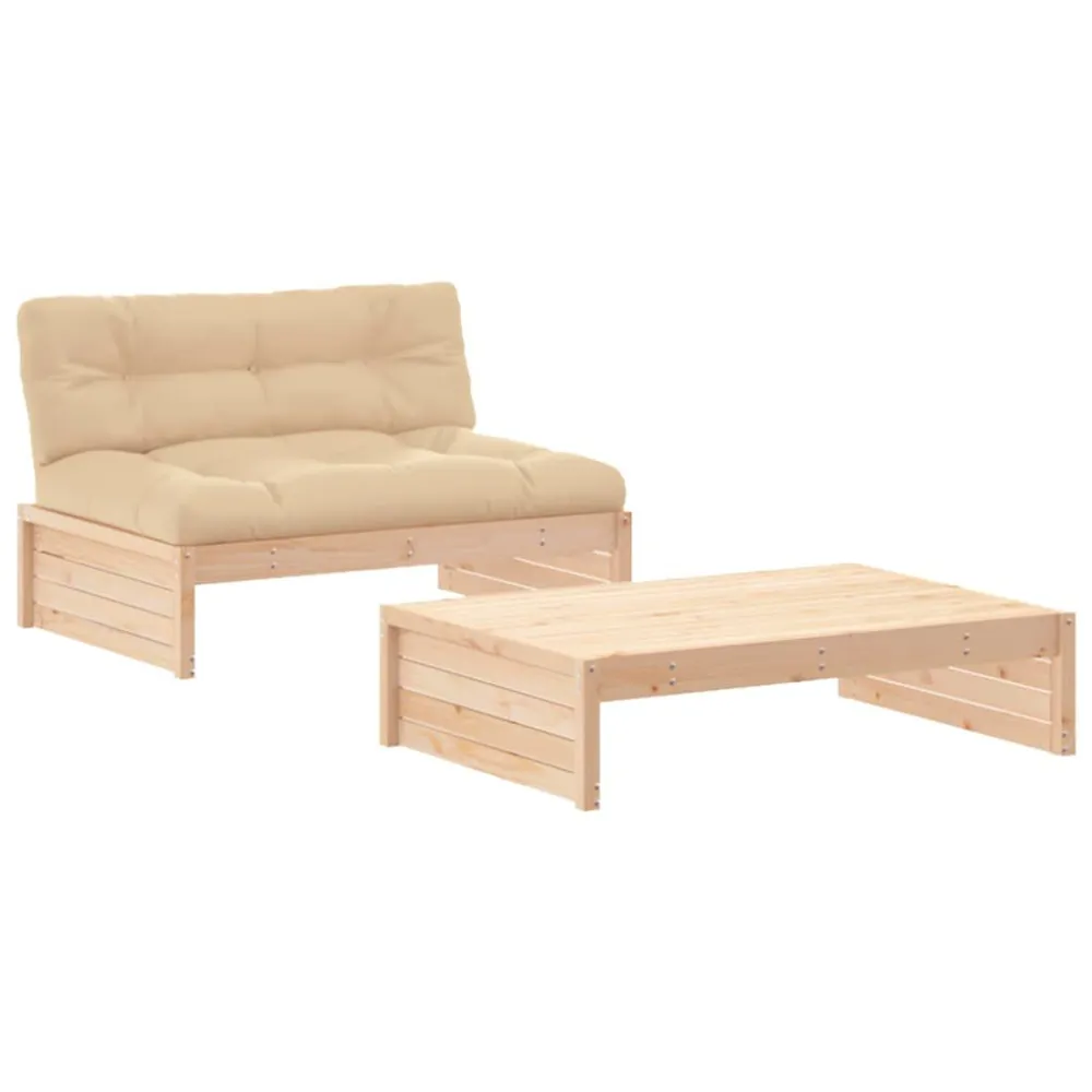 Sedia con Braccioli Set Divani da Giardino 2 pz con Cuscini Legno Massello