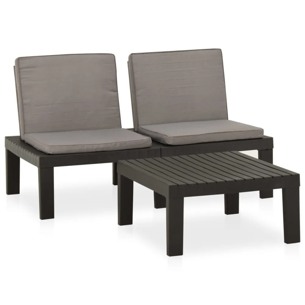 Sedia con Braccioli Set Divani da Giardino con Cuscini 2 pz Plastica Grigio