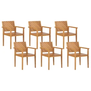 Sedia con Braccioli Set 6 Garden Chairs BARATTI Acacia Wood Light Wood