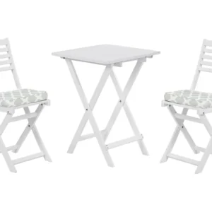 Sedia con Braccioli Set da giardino legno di acacia bianco con cuscini verde menta FIJI