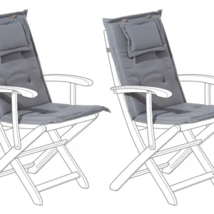 Sedia con Braccioli Set 2 Outdoor Seat/Back Cushions Graphite Grey MAUI