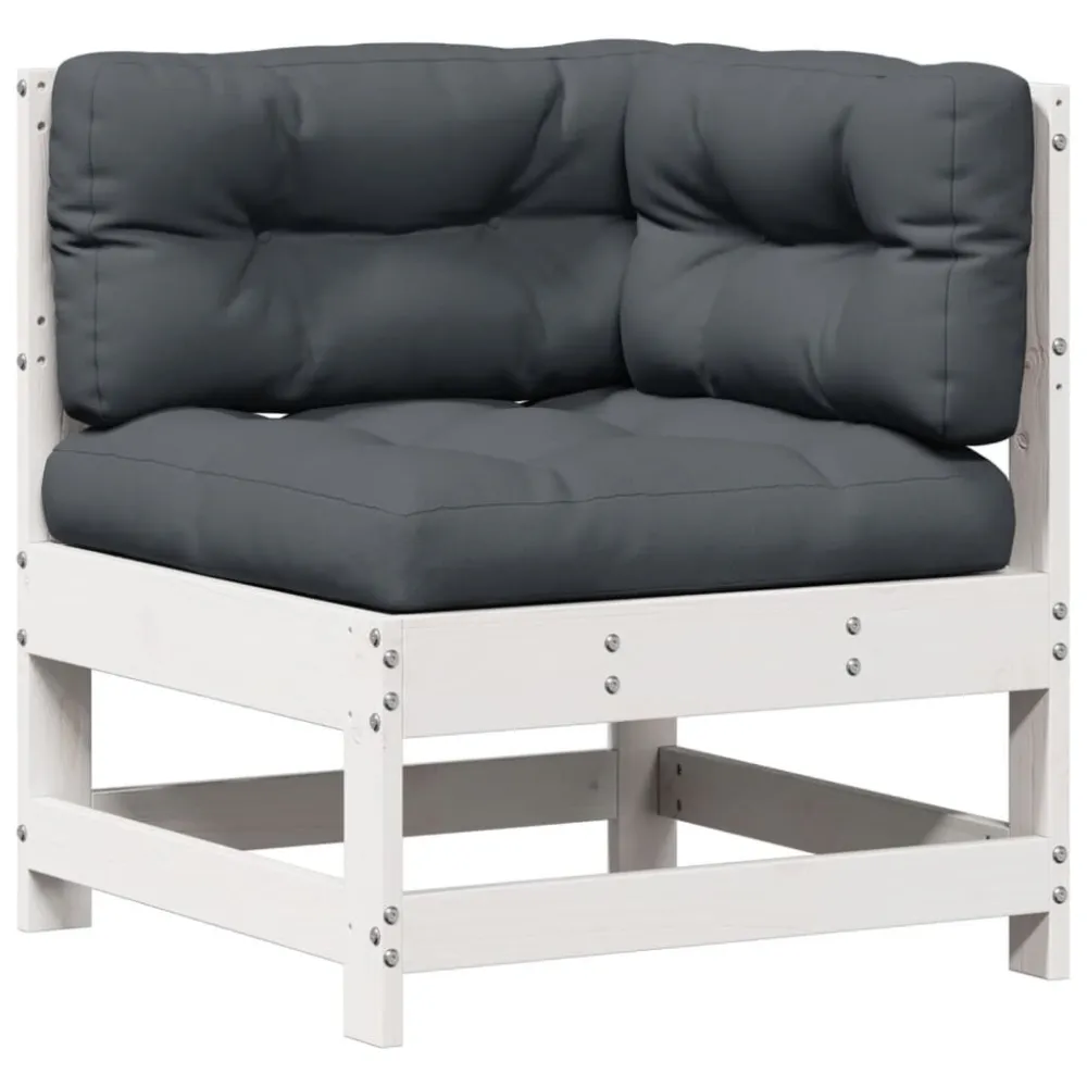 Sedia con Braccioli Set Salotto Giardino 7pz con Cuscini Bianco Legno Massello Pino