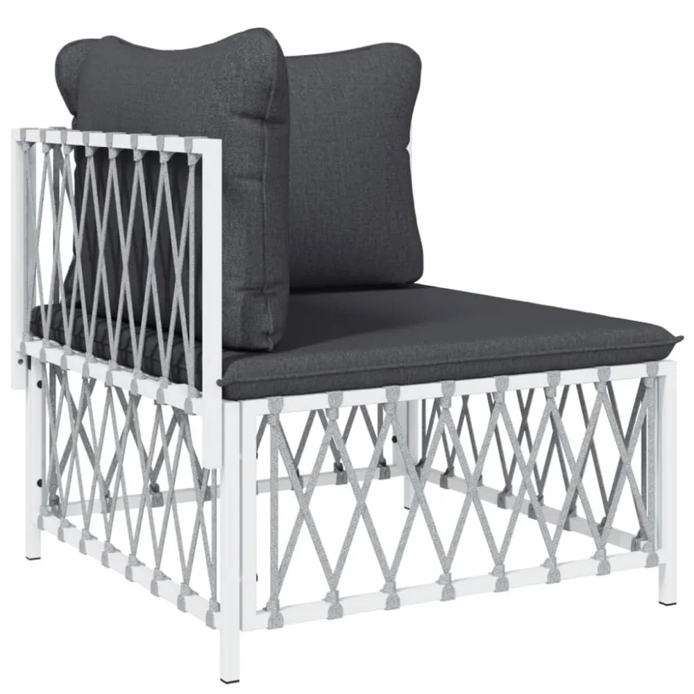 Sedia con Braccioli Set Salotto da Giardino 8 pz con Cuscini Acciaio Bianco