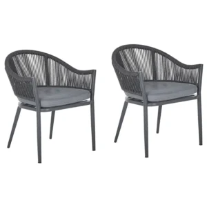 Sedia con Braccioli Set di 2 sedie da giardino con cuscini MILETO Metallo Grigio