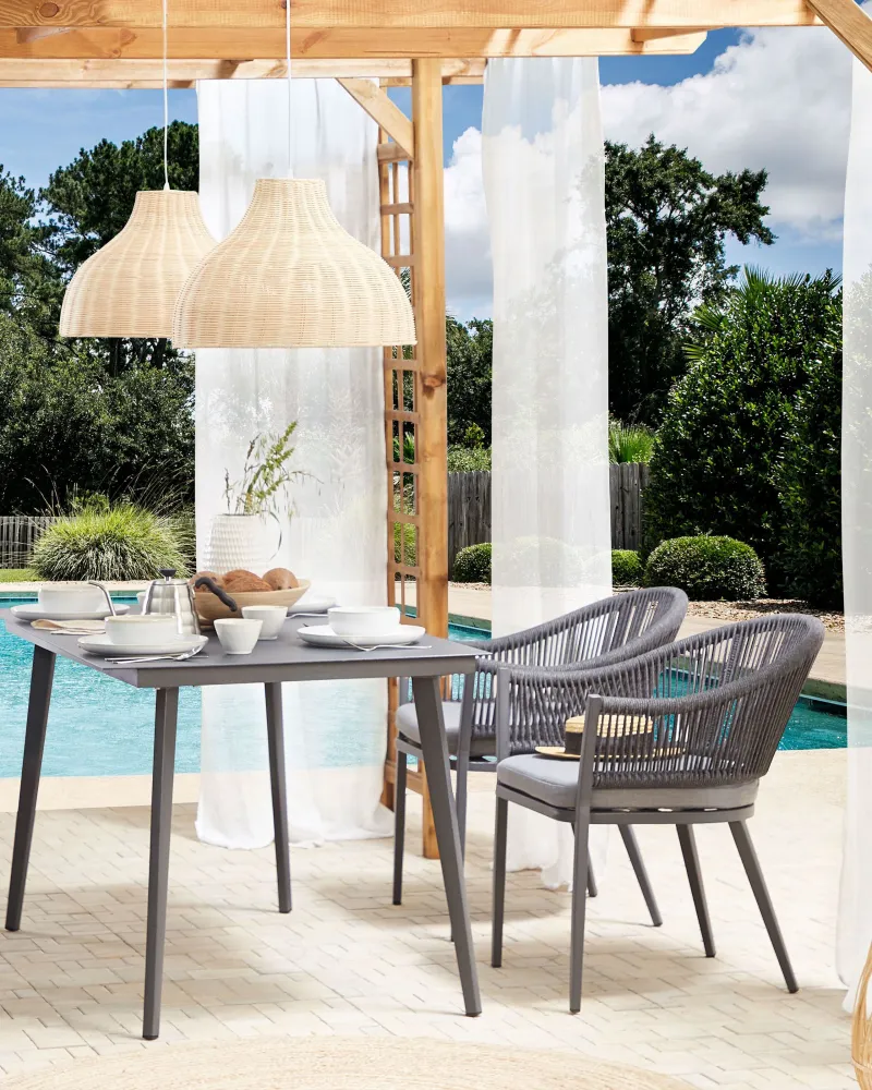 Sedia con Braccioli Set di 2 sedie da giardino con cuscini MILETO Metallo Grigio