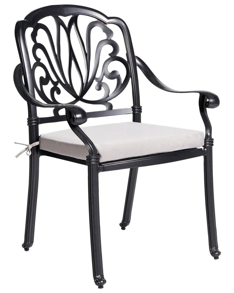 Sedia con Braccioli Set di 4 sedie da giardino con cuscini ANCONA Metallo Nero