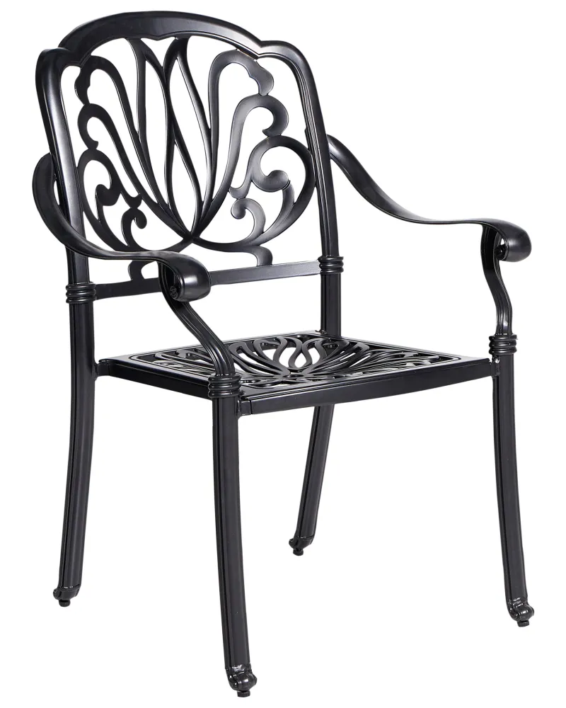 Sedia con Braccioli Set di 4 sedie da giardino con cuscini ANCONA Metallo Nero