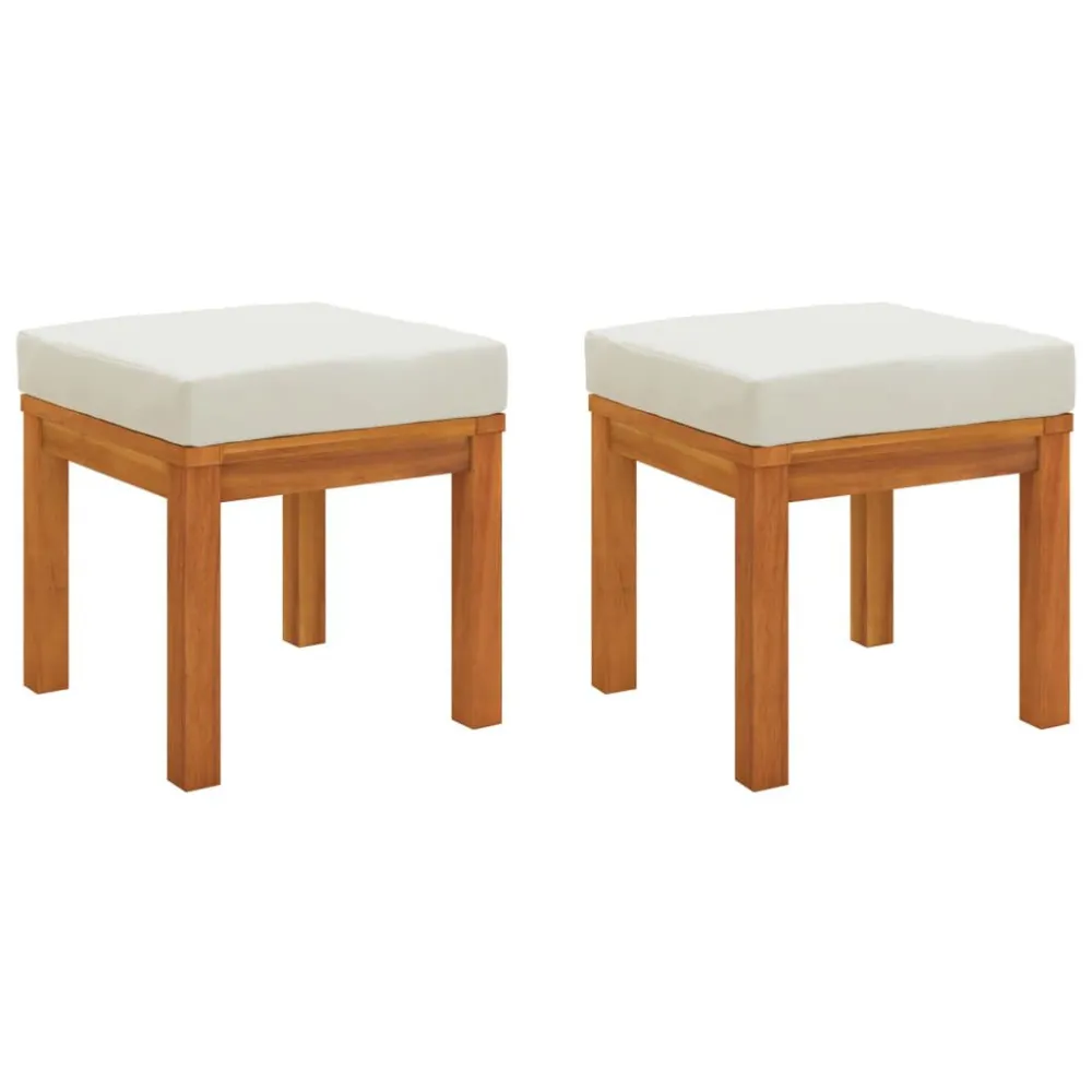 Sedia con Braccioli Sgabelli da Giardino con Cuscini 2pz 40x40x42cm Massello Acacia