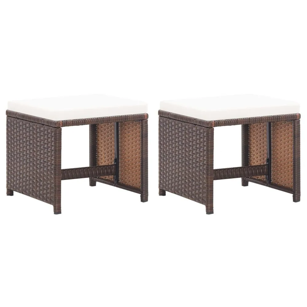 Sedia con Braccioli Sgabelli da Giardino 2 pz con Cuscini Polyrattan Marrone