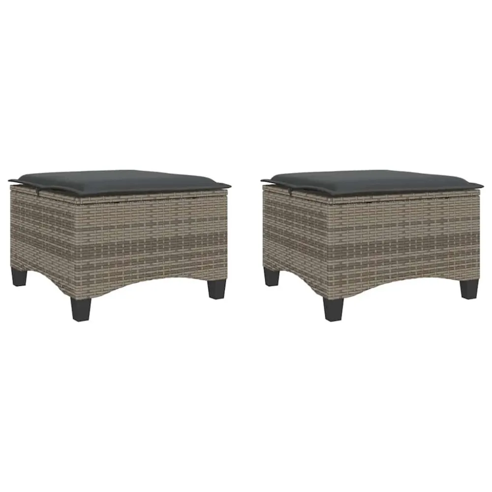 Sedia con Braccioli Sgabelli Giardino con Cuscini 2 pz Grigio 55x55x36cm Polyrattan