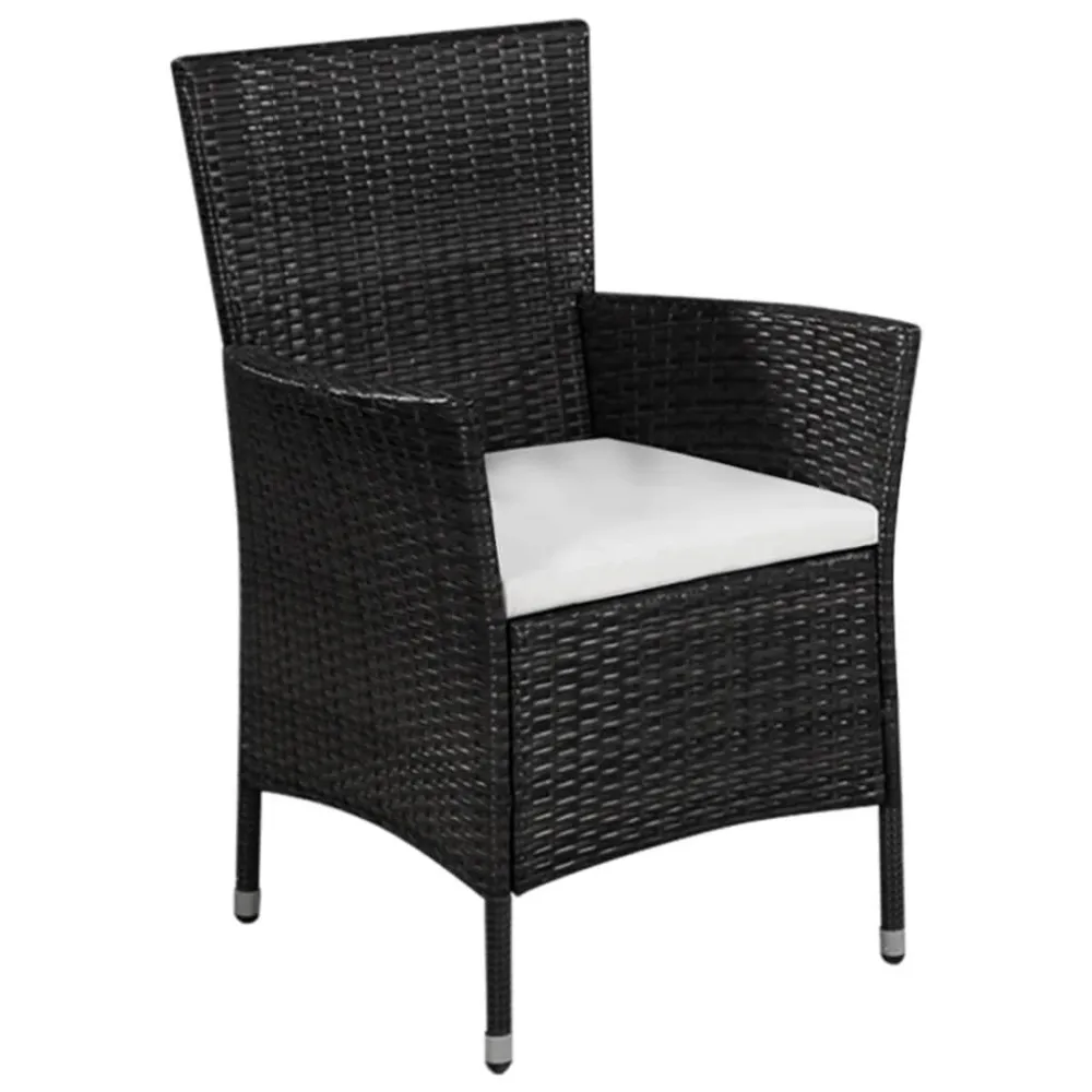 Sedia da Esterno con Sgabello e Cuscini Polyrattan Nero Materiale Alluminio Anodizzato