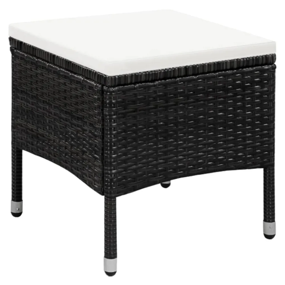 Sedia da Esterno con Sgabello e Cuscini Polyrattan Nero Materiale Alluminio Anodizzato