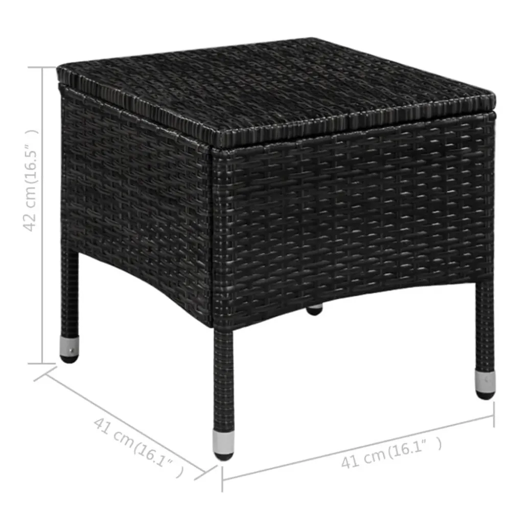 Sedia da Esterno con Sgabello e Cuscini Polyrattan Nero Materiale Alluminio Anodizzato