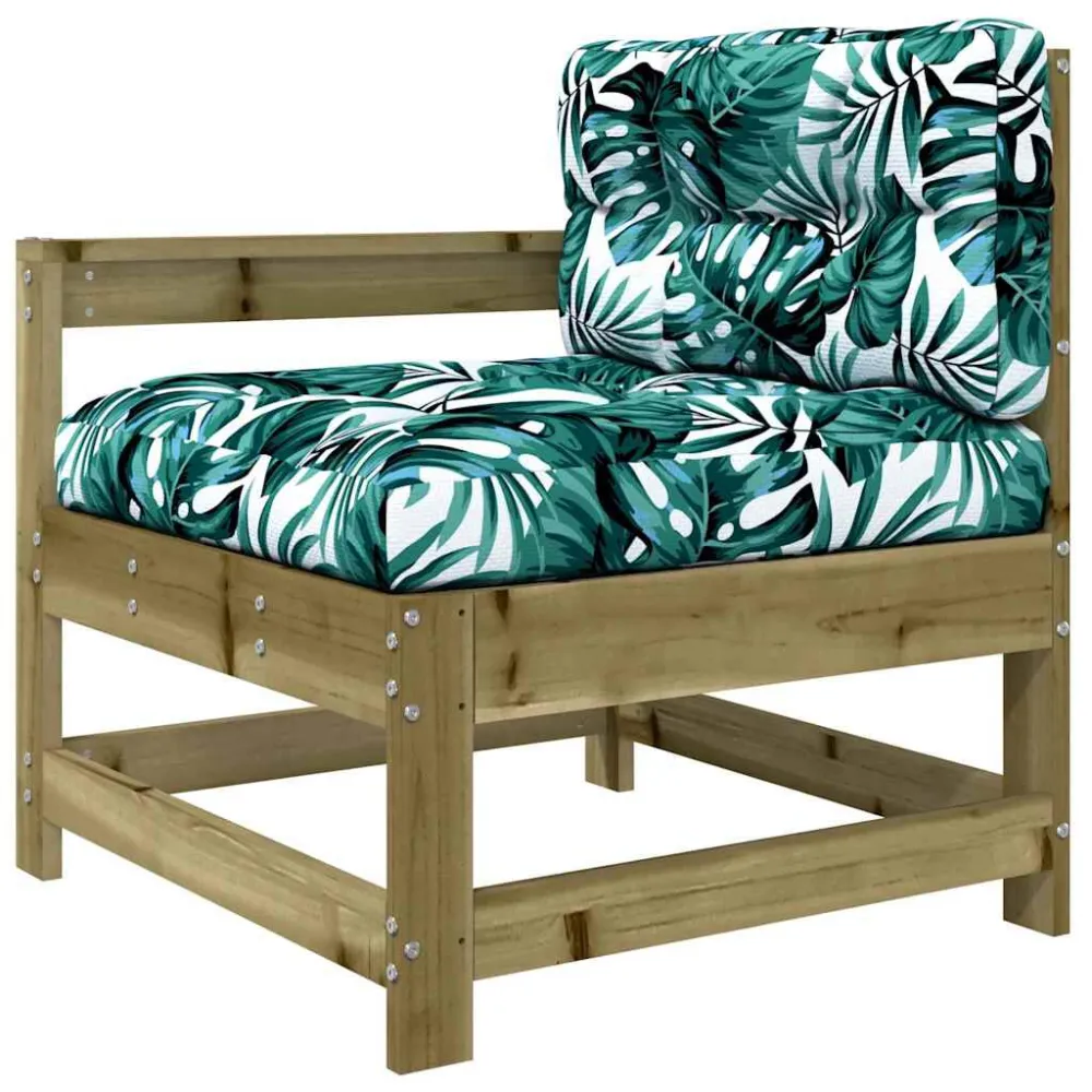 Sedia da Giardino con Cuscini Legno Impregnato di Pino Legno Massello