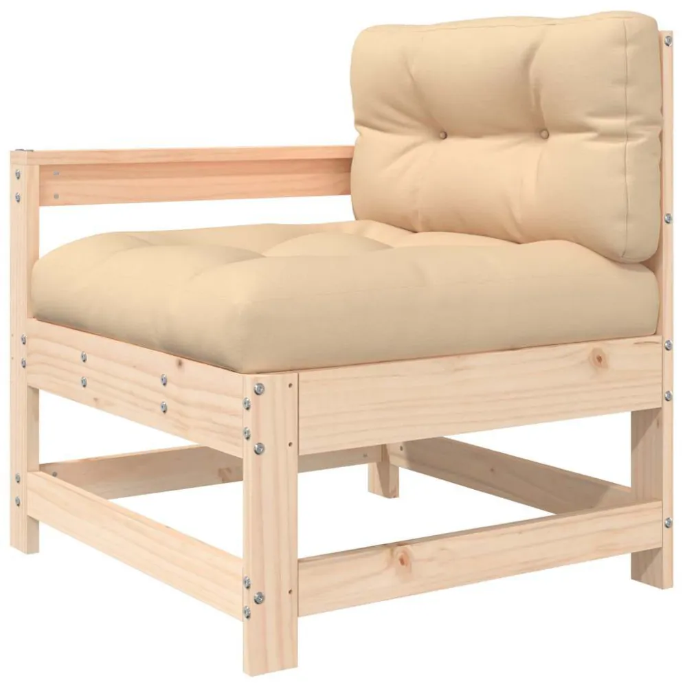 Sedia da Giardino con Cuscini Legno Massello di Pino Materiale Alluminio Anodizzato