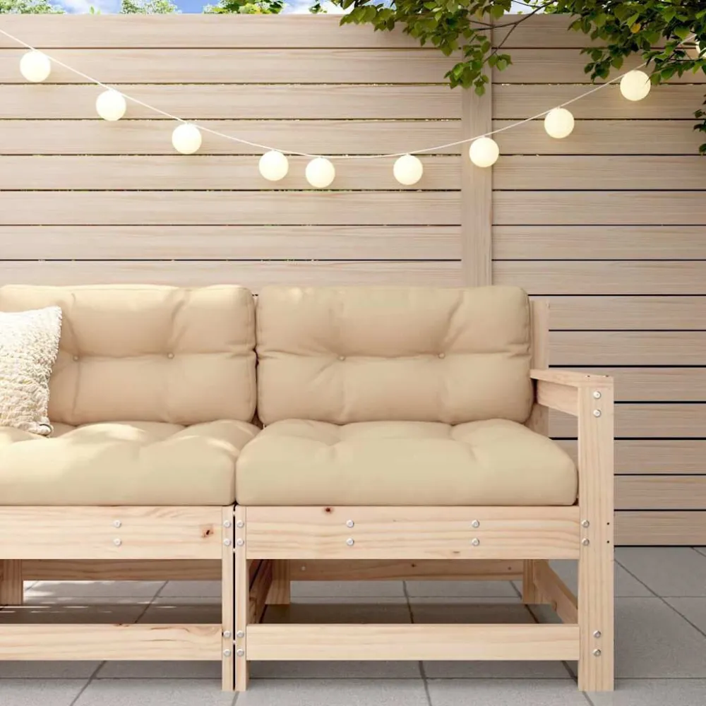 Sedia da Giardino con Cuscini Legno Massello di Pino Materiale Alluminio Anodizzato