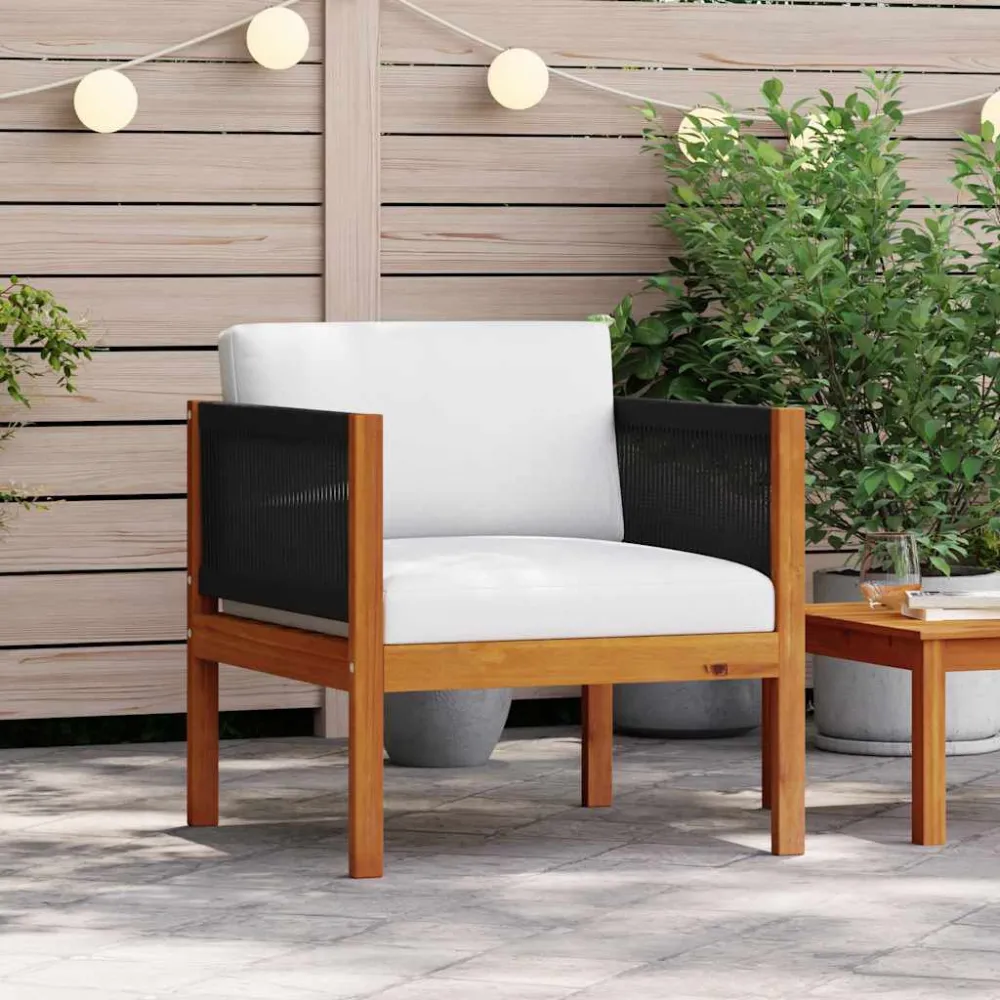 Sedia da Giardino con Cuscino Legno Massello di Acacia Materiale Alluminio Anodizzato