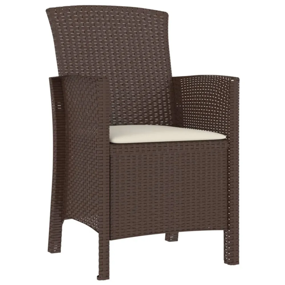 Sedia da Giardino con Cuscino Rattan PP Marrone con Sistema di Montaggio Rapido