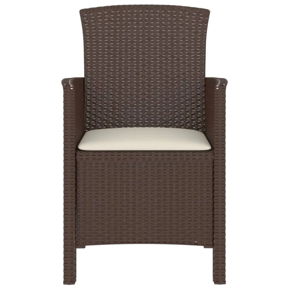 Sedia da Giardino con Cuscino Rattan PP Marrone con Sistema di Montaggio Rapido