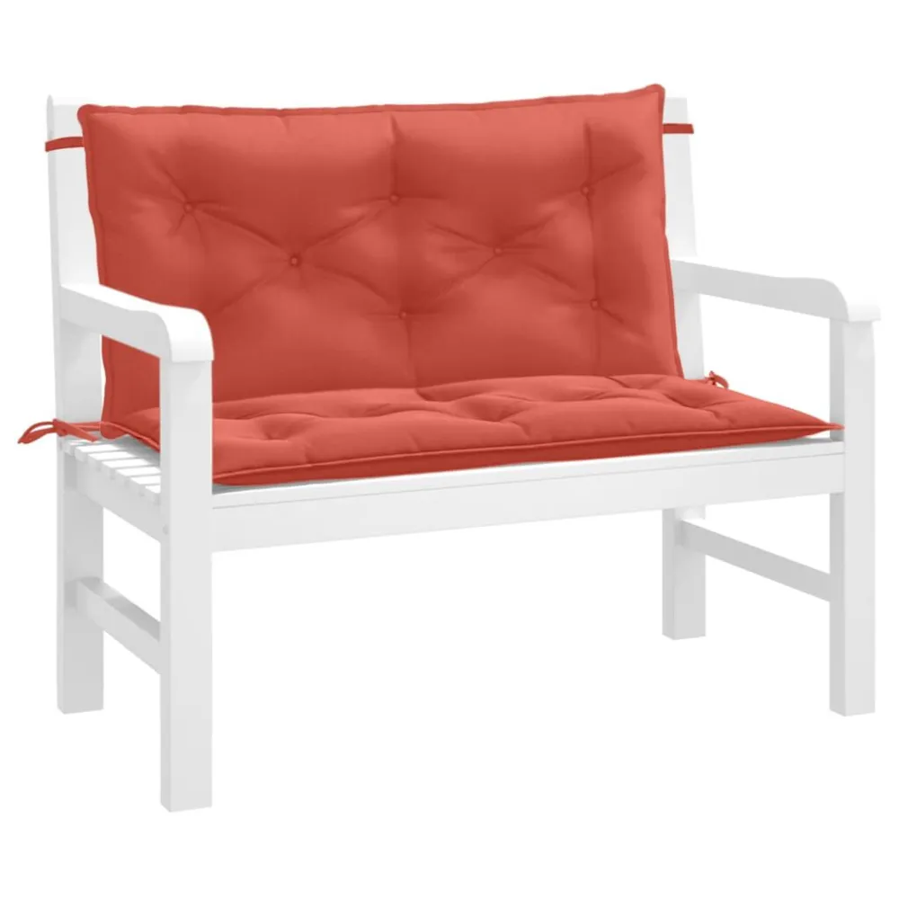 Sedia da Giardino Cuscini Panca Giardino 2pz Rosso Mélange 100x50x7cm Tessuto