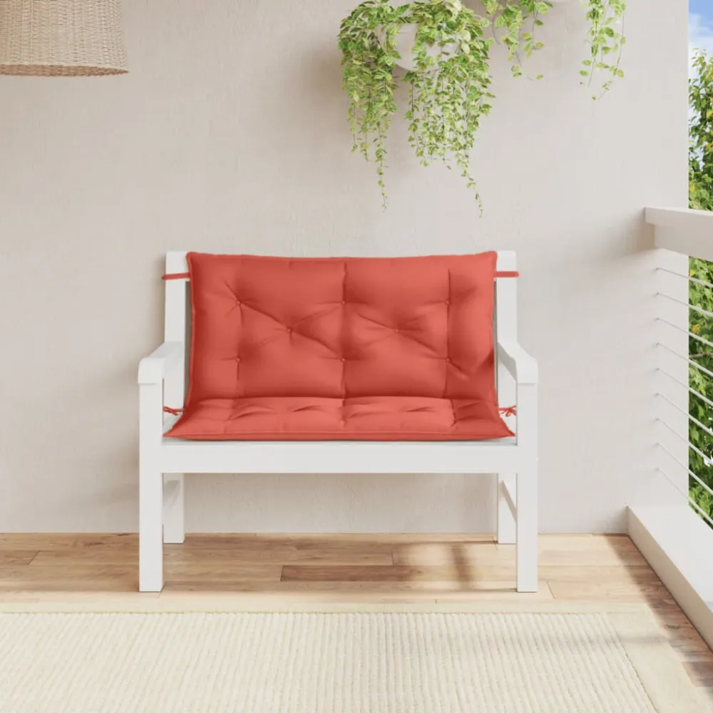 Sedia da Giardino Cuscini Panca Giardino 2pz Rosso Mélange 100x50x7cm Tessuto