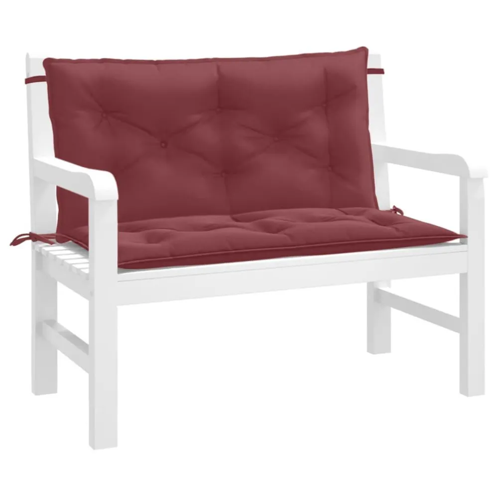 Sedia da Giardino Cuscini Panca Giardino 2pz Rosso Vino Mélange 100x50x7cm