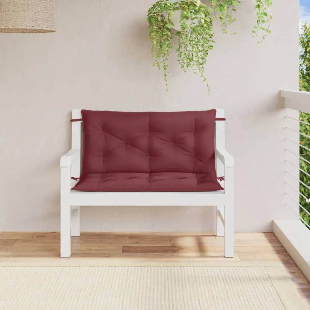 Sedia da Giardino Cuscini Panca Giardino 2pz Rosso Vino Mélange 100x50x7cm