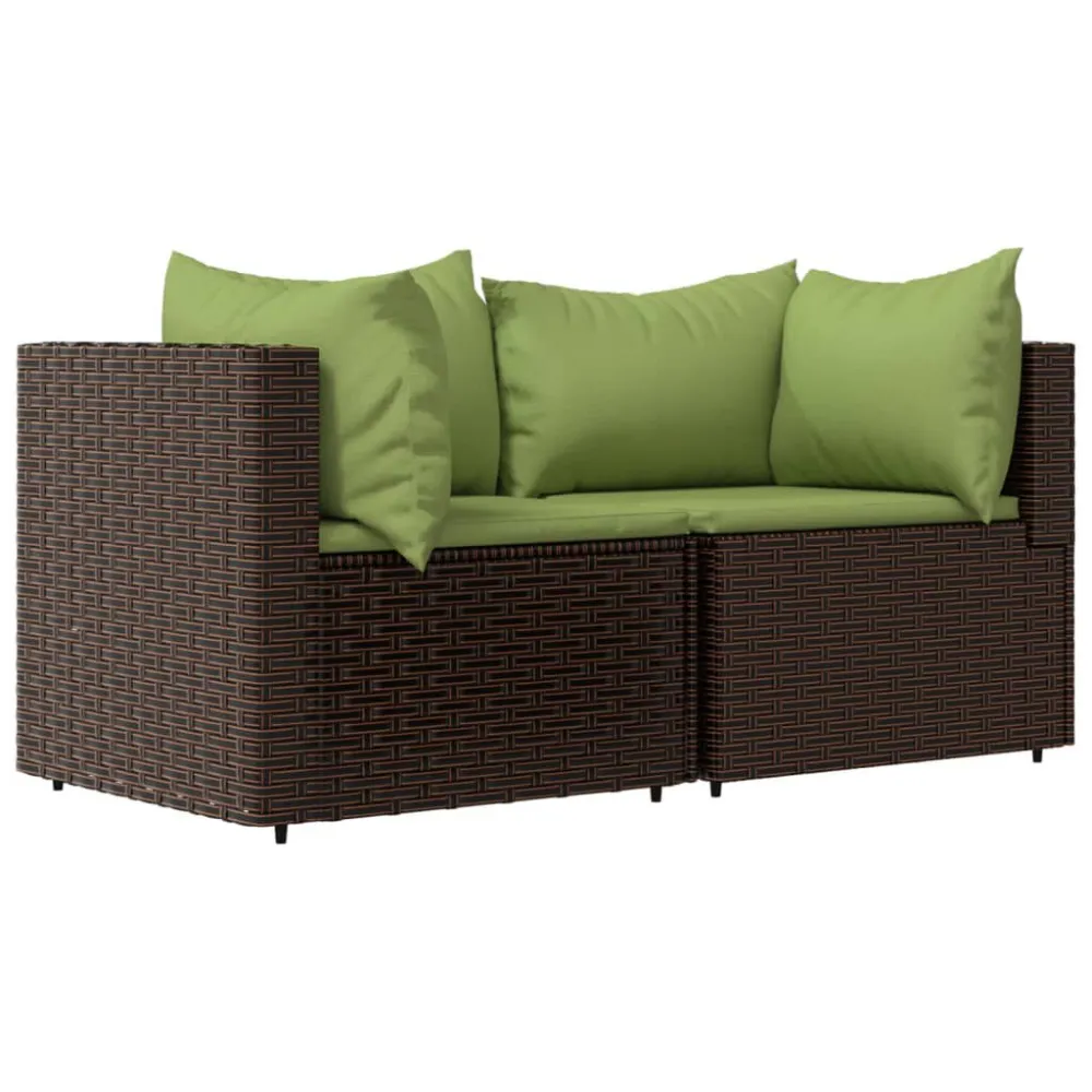 Sedia da Giardino Divani Angolari da Giardino con Cuscini 2pz Polyrattan Marrone
