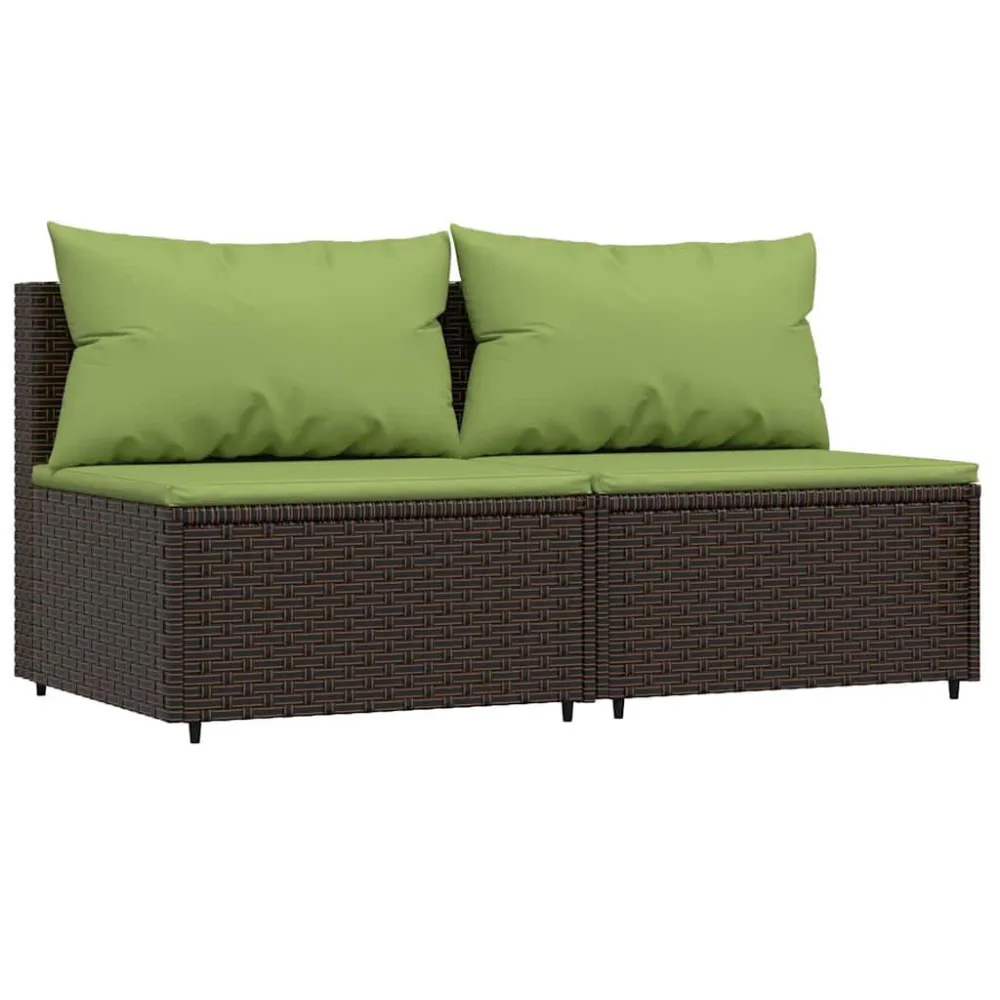 Sedia da Giardino Divani Centrali da Giardino con Cuscini 2pz Polyrattan Marrone